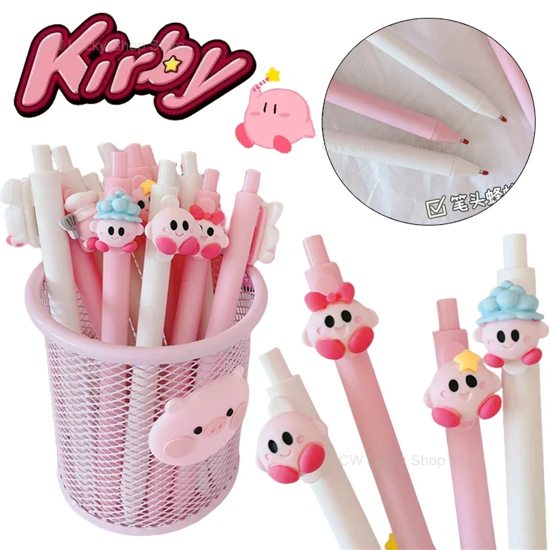 Kirby Cute Anime Gel Pen Cartoon 0.5mm Black Press Ballpoint Pen Cute Students Gelpen School Office Supplies Stationery Gifts