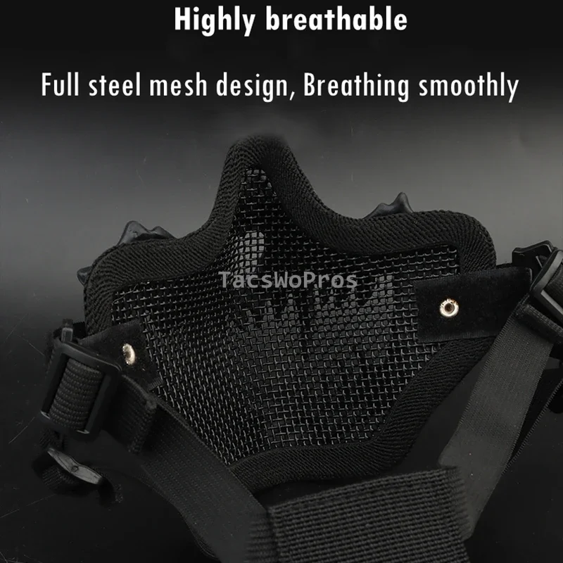 Tactical Paintball Steel Mesh Masks CS Wargame Cosplay Halloween Props Double Layer Skull Mask Airsoft Hunting Half Face Mask