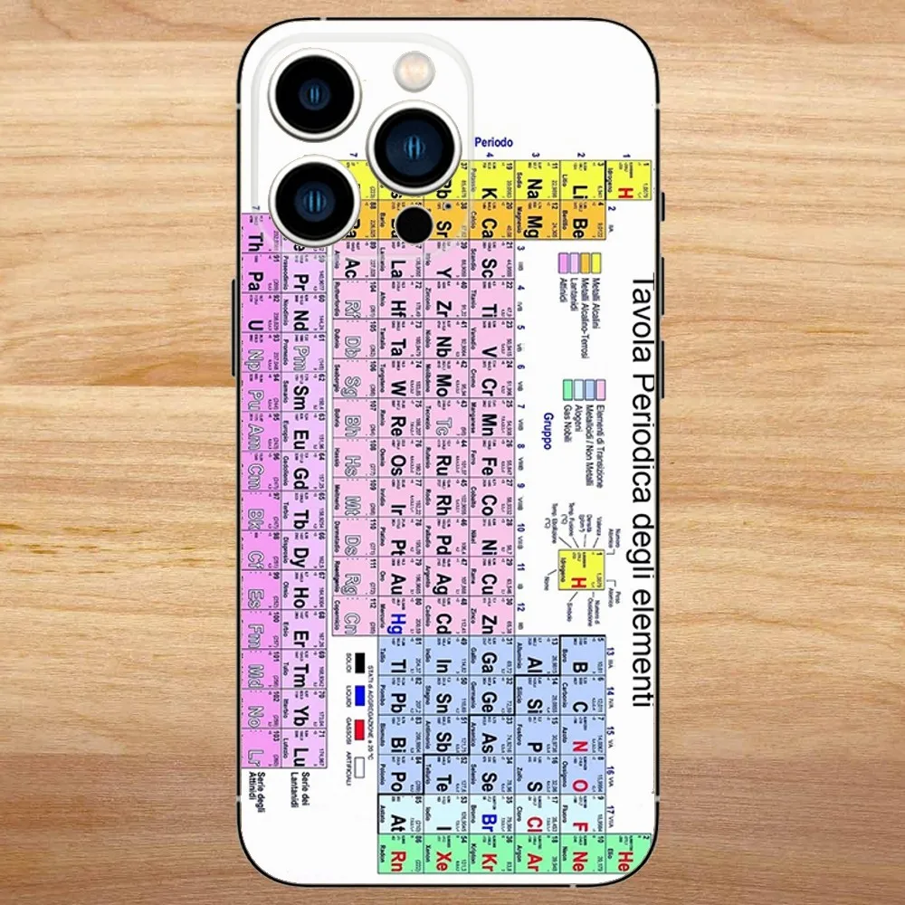 Chemie Periodiek Systeem Telefoonhoesje Voor iPhone15,14,13,12,11,Pro,Max,Plus,Mini,X,XS,XR,8,7,6,S,Plus,SE Zacht Zwart Hoesje