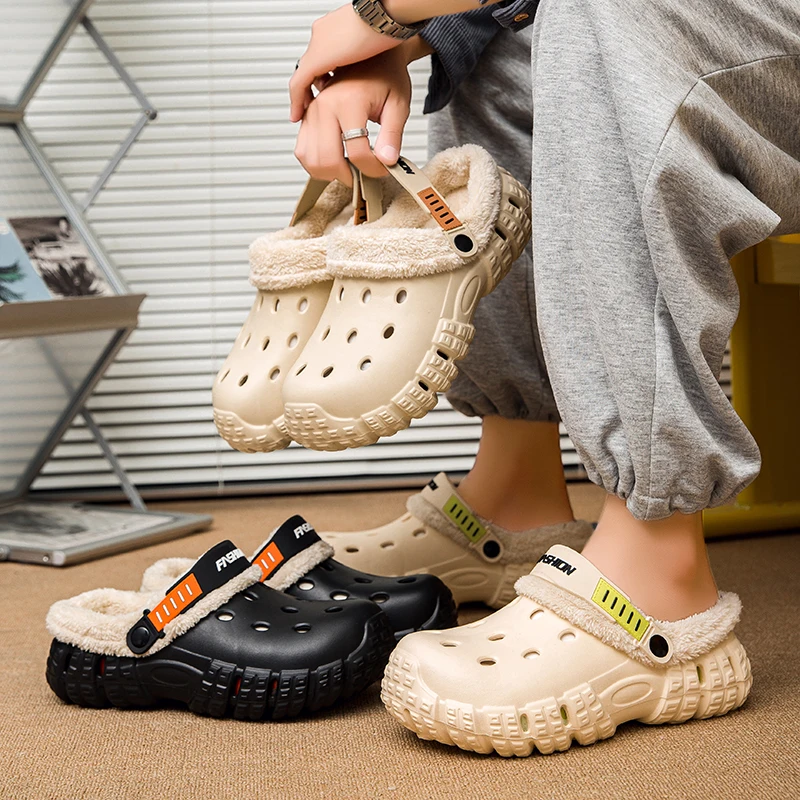 موضة جديدة شبشب شتوي دافئ أفخم زوجين النعال داخلي في الهواء الطلق عدم الانزلاق أحذية قطنية رجالية سميكة سوليد الرجال حذاء للحديقة #6