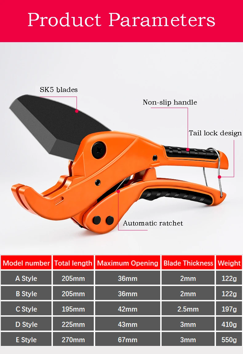 PPR Schere SK5 Klingen Professionelle PVC Rohr Schneiden Messer Rohr Messer Schere Rohr Schneider Klempner Spezielle Hand Werkzeuge – Detail 11