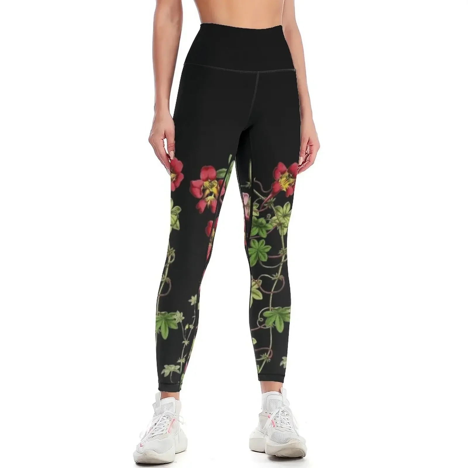 Beautiful Blooming Floral Border Leggings sport pants Fitness woman for fitness Women's pants Womens Leggings
