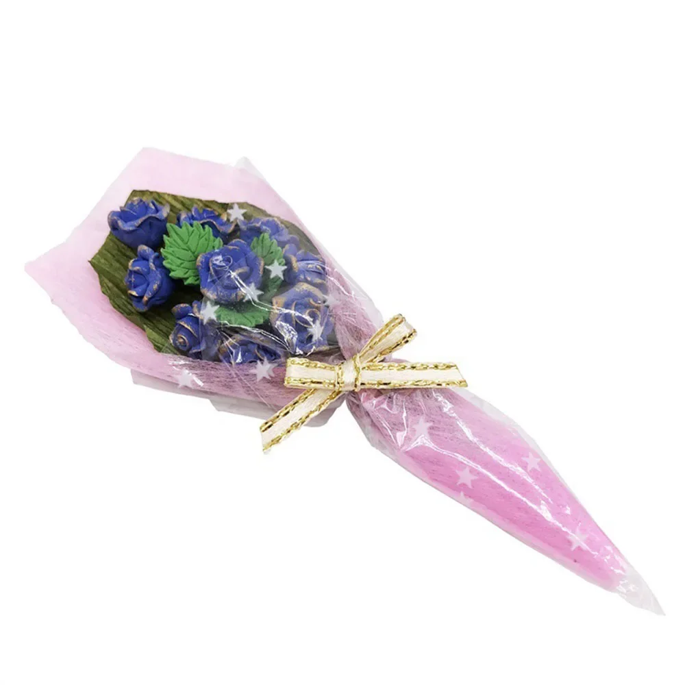 1/12 Dollhouse Miniature เรซิ่น Rose Bouquet มินิดอกไม้ของเล่นสําหรับตุ๊กตาอุปกรณ์ House ตกแต่ง ob11 bjd