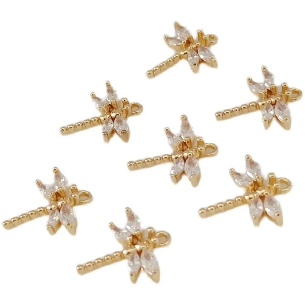 إكسسوارات مطلية بالذهب عيار 14 قيراط، قلادة اليعسوب الزركونية، قلادة، سوار، قلادة، مواد مجوهرات يدوية الصنع