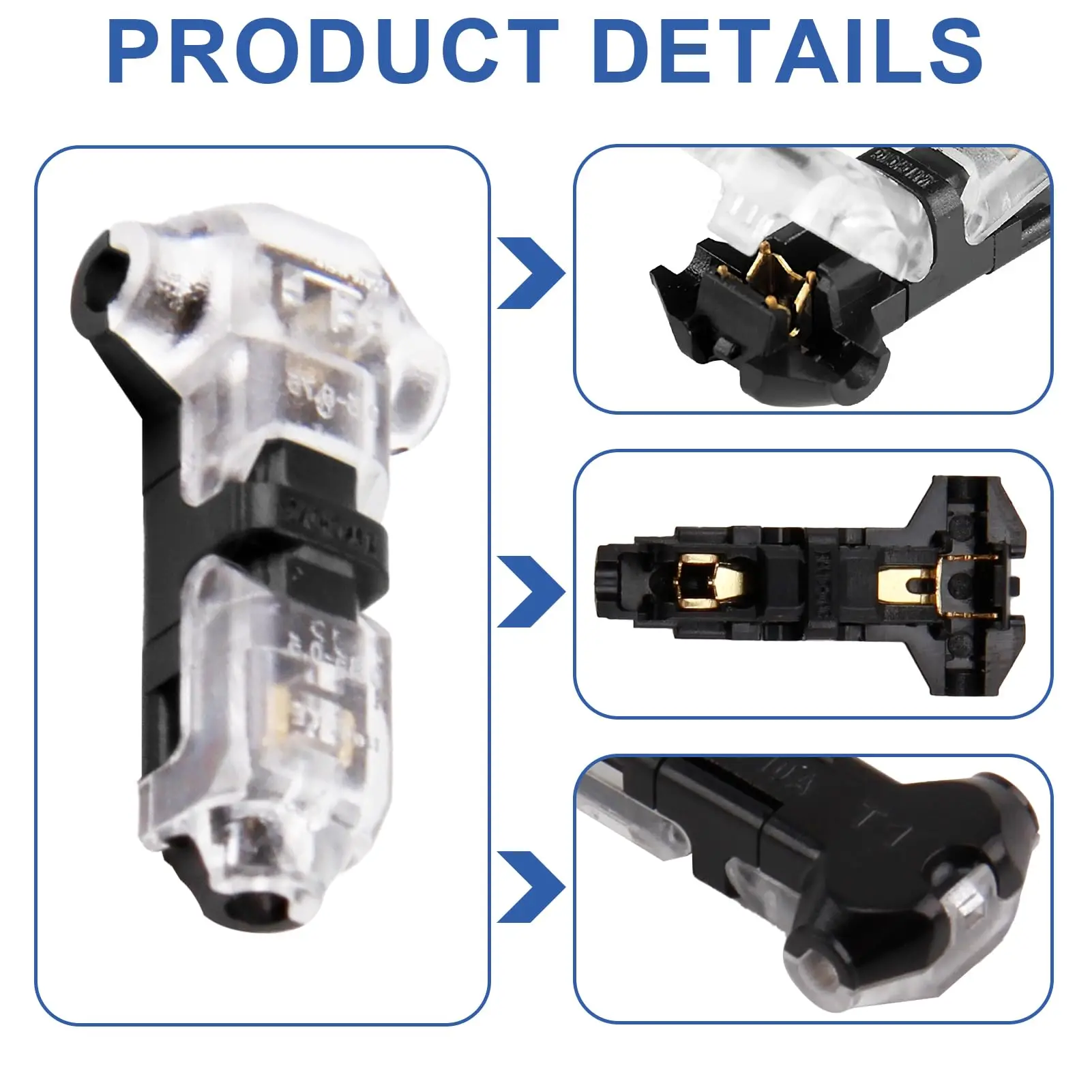 Low Voltage Wire Connectors Solderless No Wire Stripping 3 Way 1 Pin Small Gauge Wire Connectors Easy Connection T Tap Connector