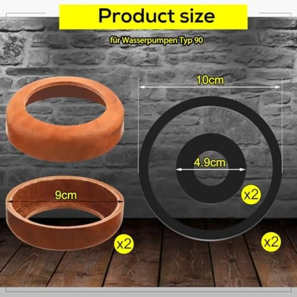 2 set di coperture in pelle di ricambio per pompa a mano tipo 90 con guarnizione O-ring Copri pistone Maniglia Guarnizione della pompa Diametro esterno 90 mm superiore