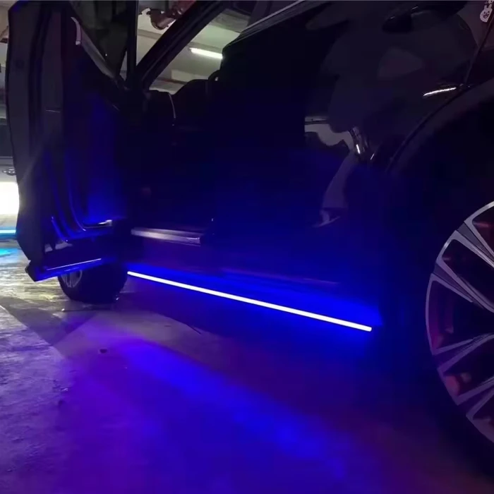 Retractable Power Running Boards, Colorful LED Light Electric Side Steps for Chery Jetour X70 X90, Powder Coated Aluminum Alloy,