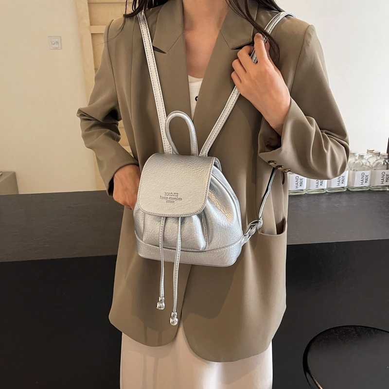 LEFTSIDE Candy Color Women\'s Cute Small Pu Leather Backpacks 2024 Y2K Korean Fashion Solid Color Backpack Lady Travel Back Packs