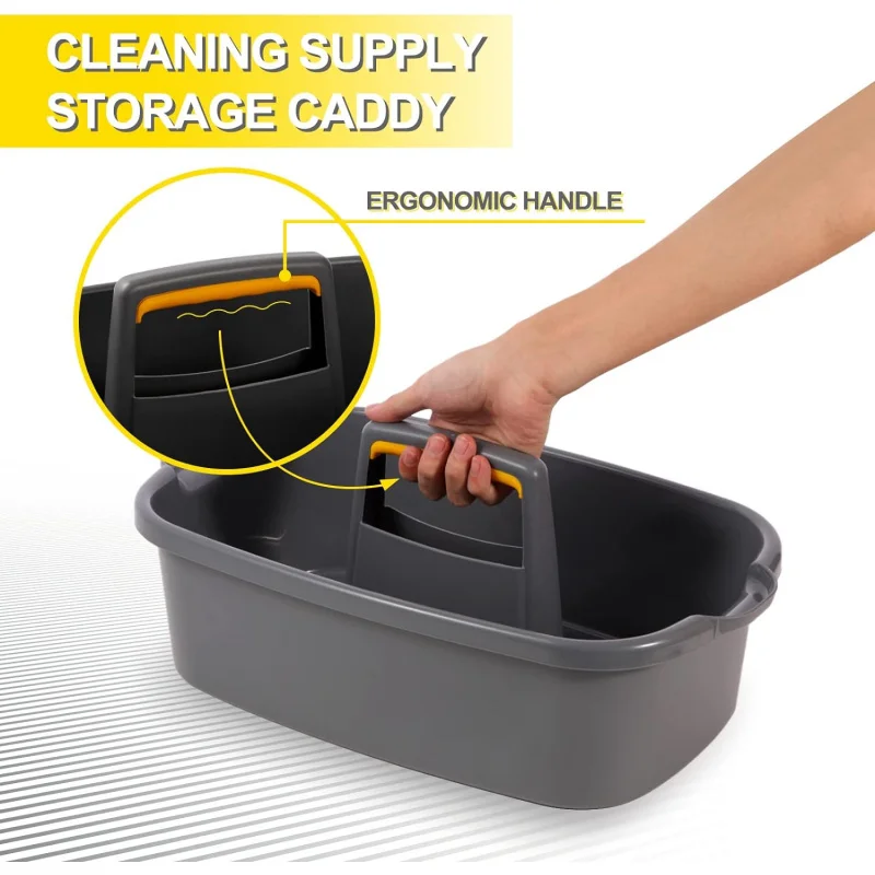 Cleaning Caddy Organizer with Handle, Plastic Tool Storage Cleaning Supply Caddy for College Dorm, Kitchen, Garden, Under Sink