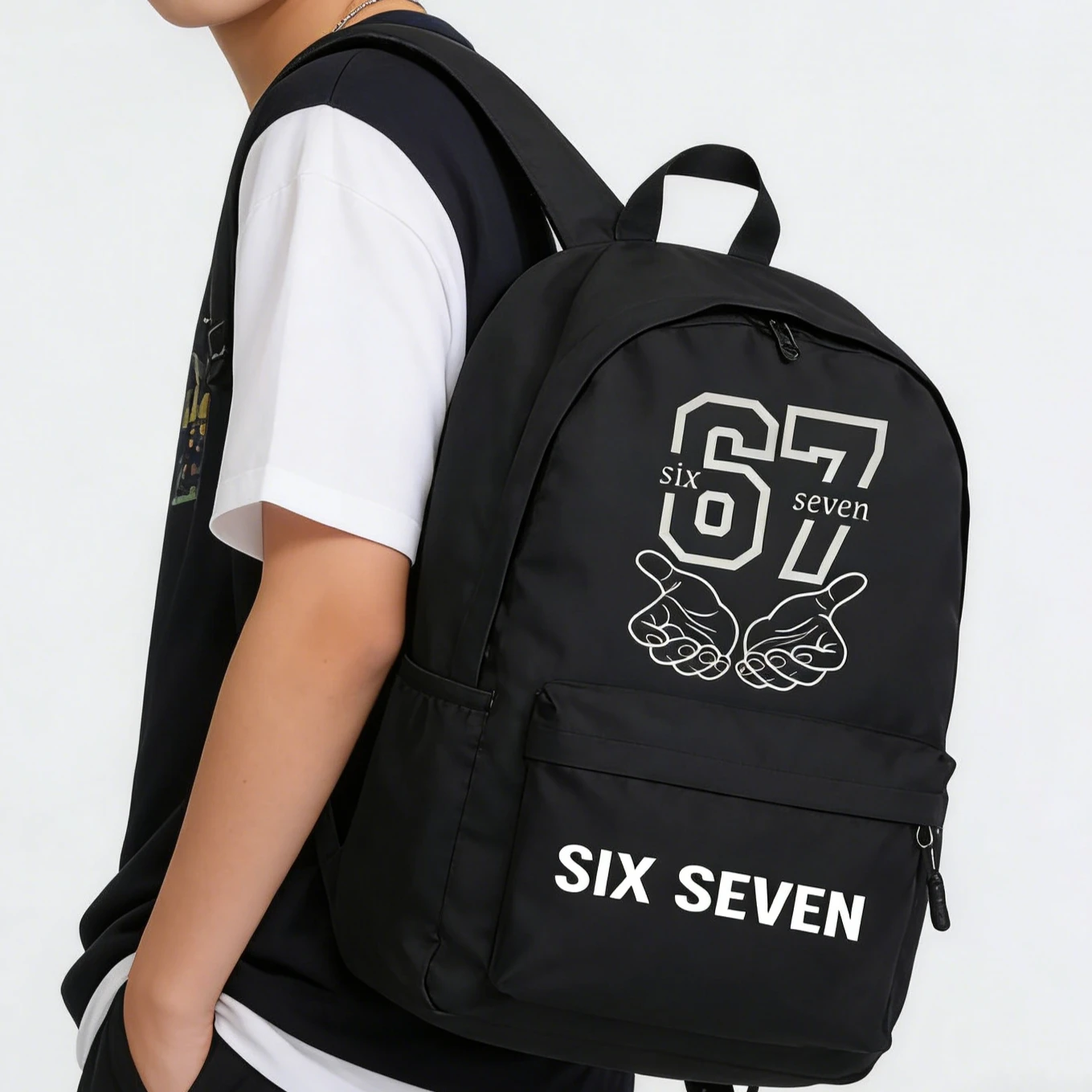 

Рюкзаки «Снова в школу», шесть семи забавных 67, графический Harajuku, модный тренд, уличный дорожный рюкзак на молнии, рюкзак для ноутбука