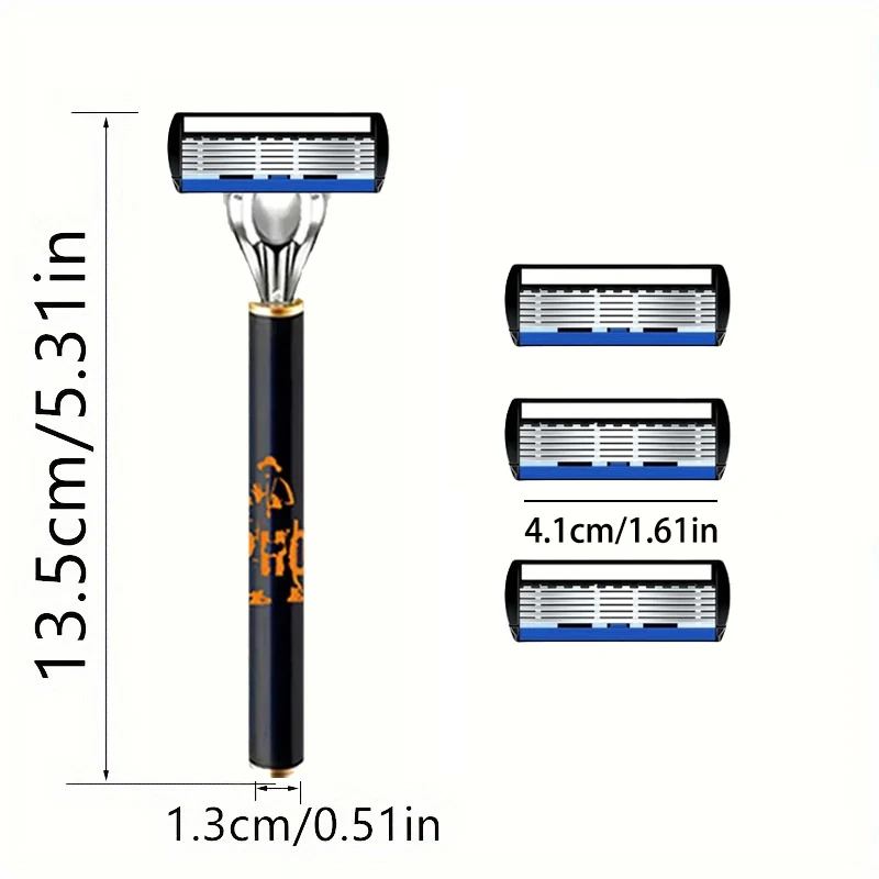 ماكينة حلاقة رجالية مكونة من 6 طبقات، ماكينة حلاقة من الفولاذ المقاوم للصدأ، ماكينة حلاقة يدوية كلاسيكية قابلة للغسل وقابلة للاستبدال، جودة عالية