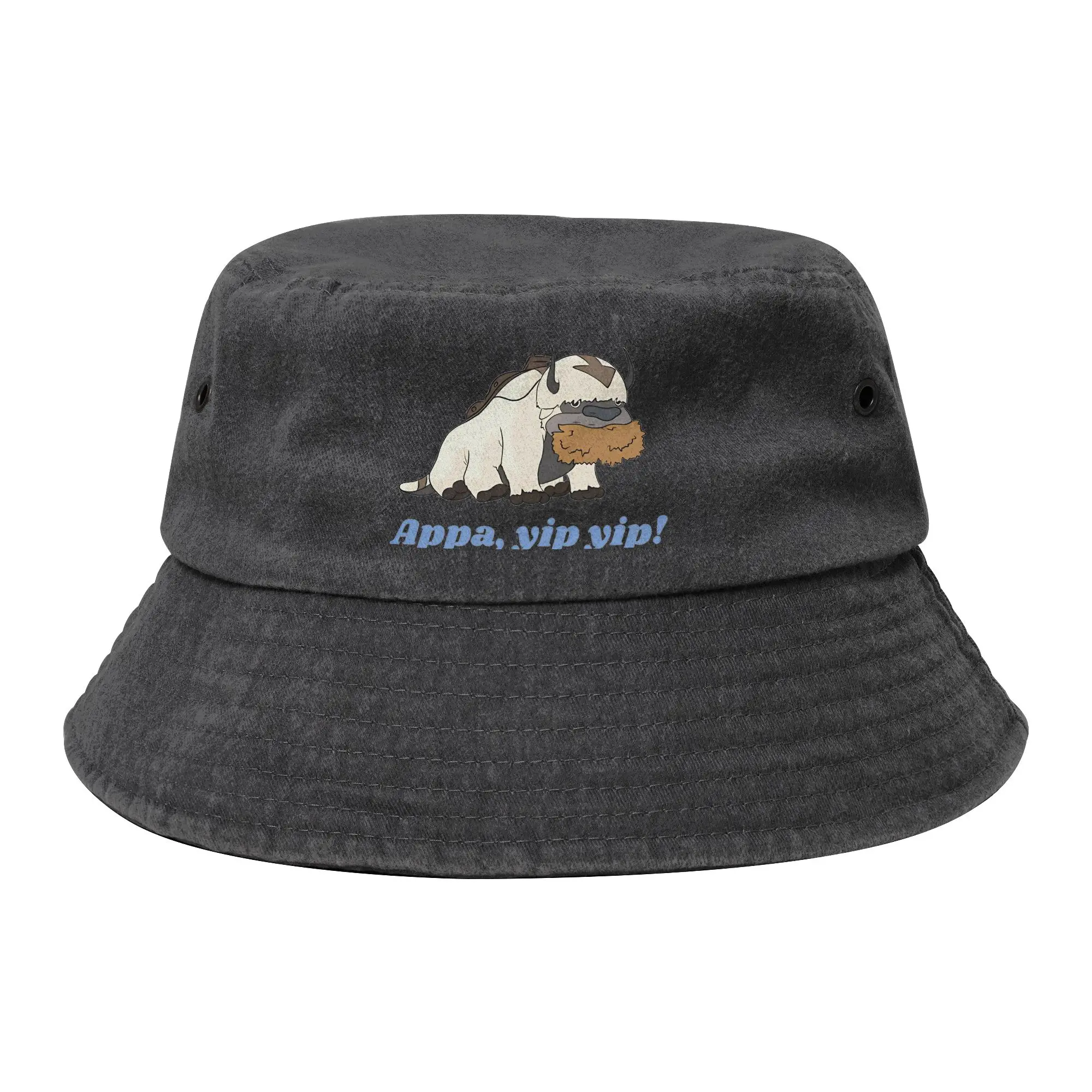 Spring Appa Yip Yip  Bucket Hat Unisex Distressed Cotton Sun Hat Avatar The Last Airbender Bob Fishing Hats
