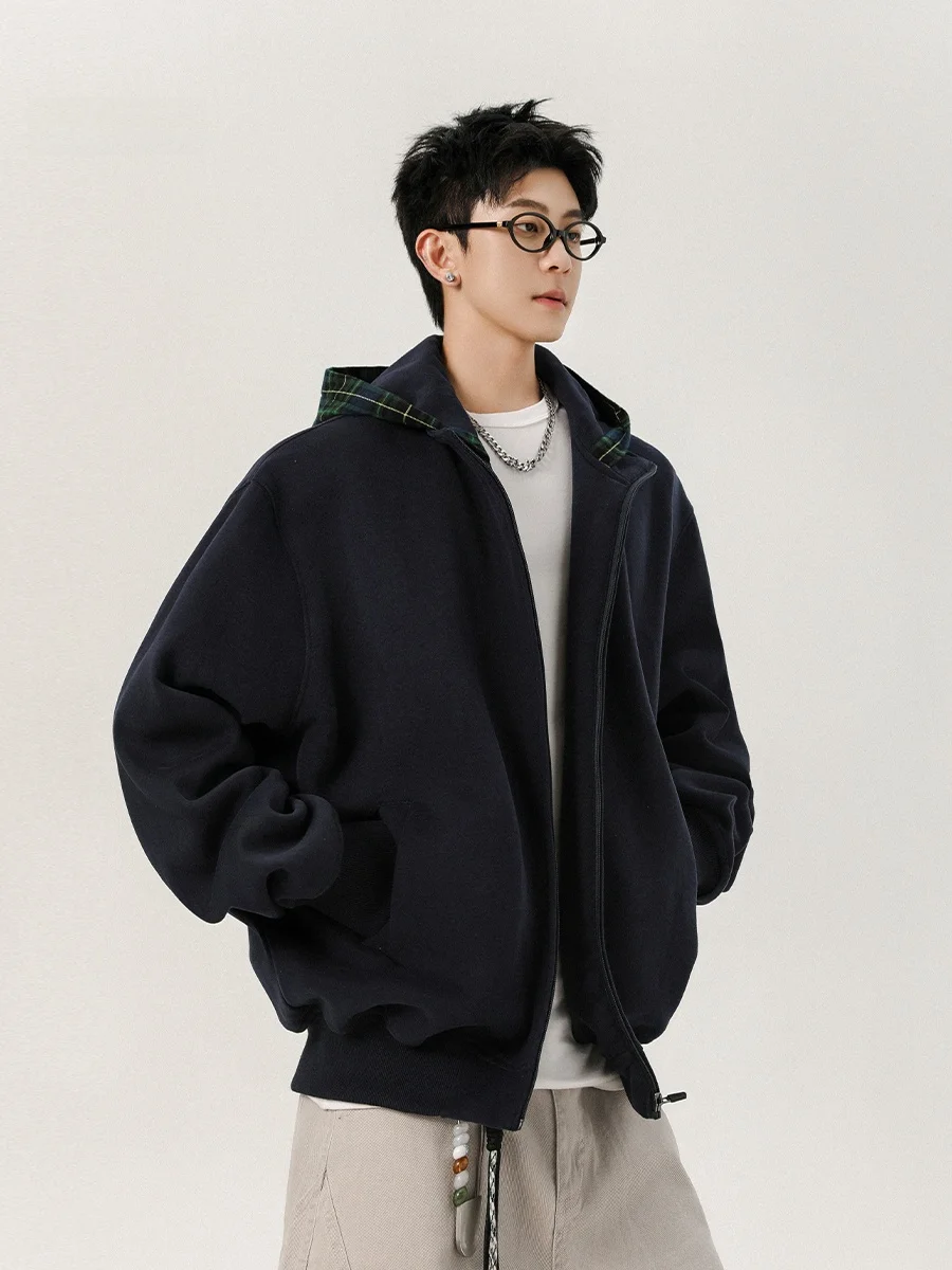 

Мужская куртка в американском ретро-стиле с капюшоном на молнии, повседневная спортивная верхняя одежда из полиэстера и нейлона, с длинными рукавами