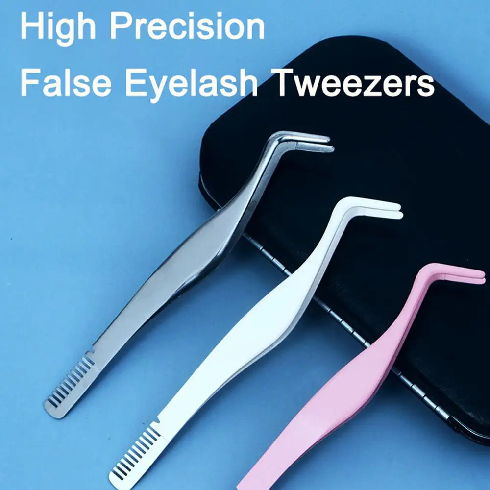 Eyelash Tweezers With Comb Wearing Fake Eyelash Beauty Makeup Tools For Lashes Building Matte Eye Lashes Tweezers 3 Color M4Y4