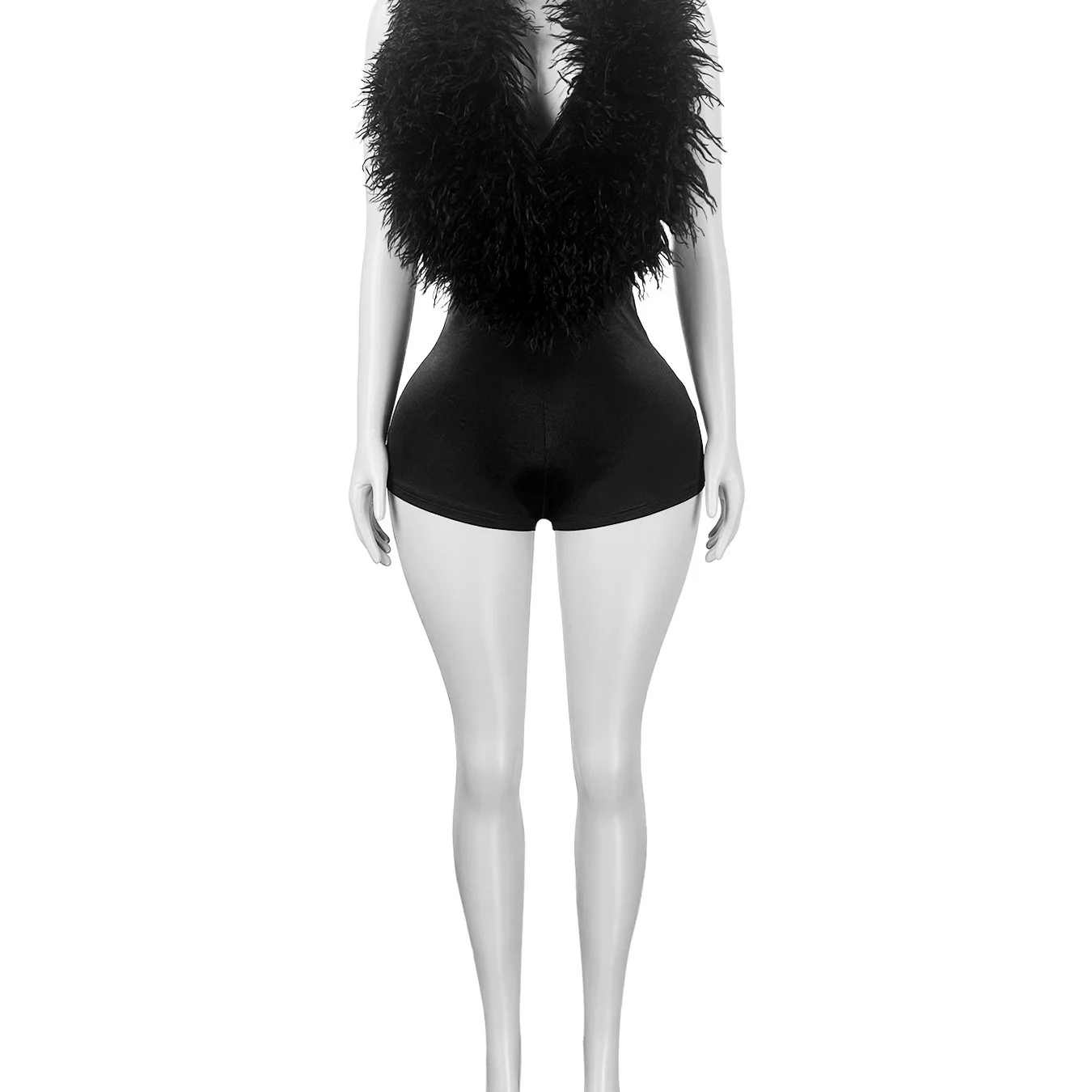 

Изысканный комбинезон без плеч с глубоким глубоким вырезом, ультрароскошный комбинезон из искусственного меха, летняя пляжная курортная одежда, комбинезон