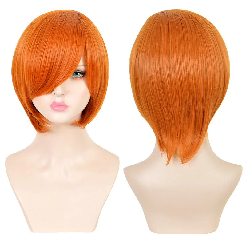 

Synthetic Orange Short Wig for Women Cosplay Party Anime Costume Heat Resistant Fiber Hair Replacement