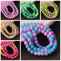 50PCS Round 6mm Bicolor Painting Opqaue Glass Loose Beads Lot For Jewelry Making DIY Crafts Findings