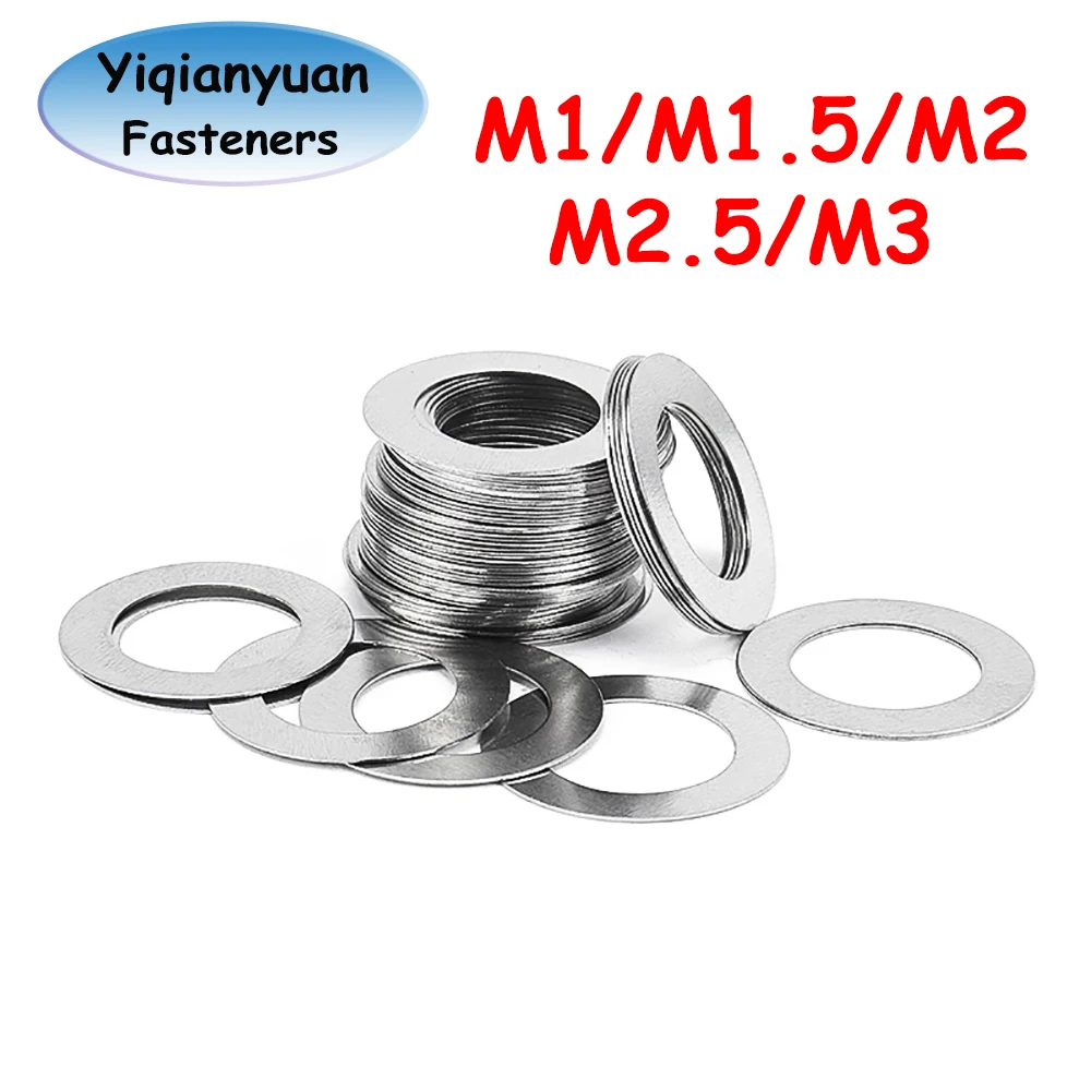 Yiqianyuan M1 M1.5 M2 M2.5 M3 DIN988 SUS304 الفولاذ المقاوم للصدأ ضبط الرقائق غسالات رقيقة جدا عادي غسالة جوانات مسطحة