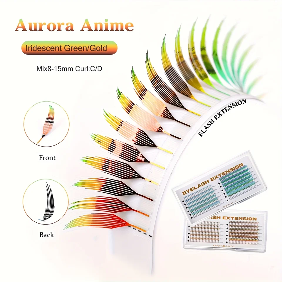 AGUUD لون لامع الهزلي سباير جلدة تمديد مانغا نمط المجسم ريشة لاش الطبيعية لينة بهرج أنيمي لاش لعيد الميلاد