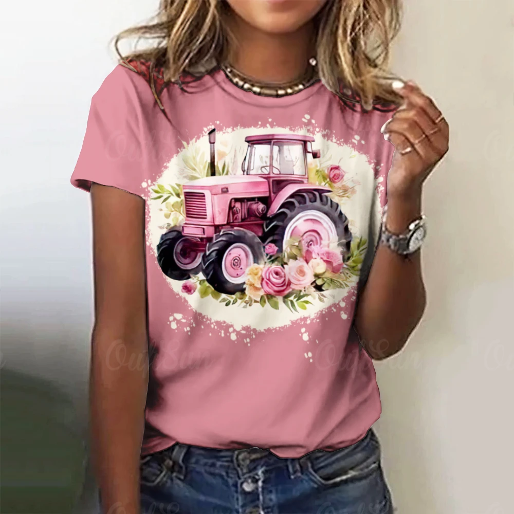 

Женская трендовая одежда, модная рубашка с коротким рукавом, забавные футболки, большие размеры, женская футболка с мультяшным принтом автомобиля, хиппи, автобусные топы