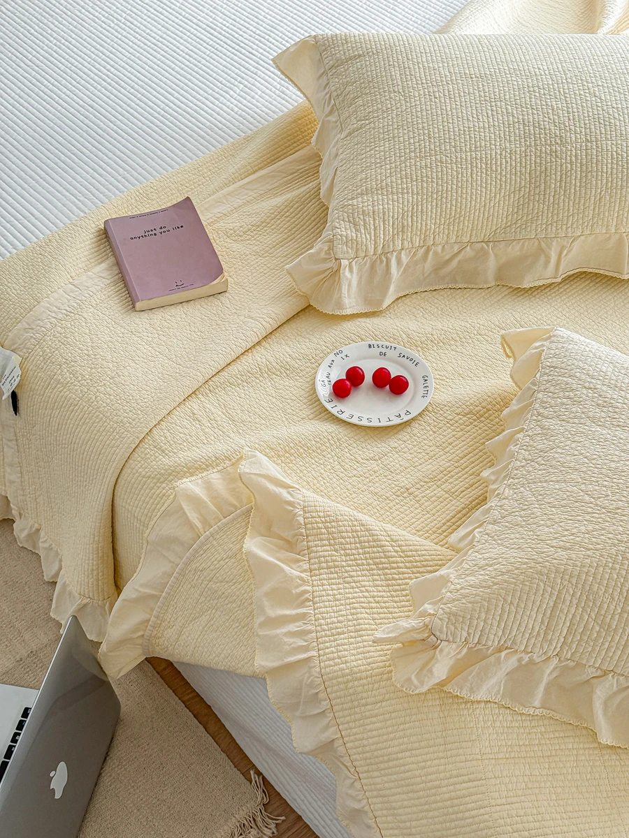 

Double-Sided Sand-Waed 80-Tead Count Pure Cotton Duvet Cover Set with Inner Cotton Insertion Anti-ift Bedding Linen