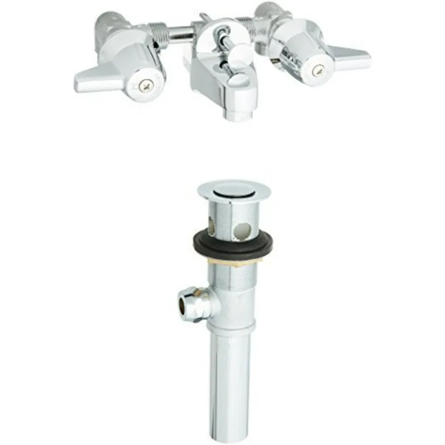 Grifo de baño con respaldo de estante de dos manijas en cromo para baños modernos con diseño elegante y acabado duradero Ideal para comp