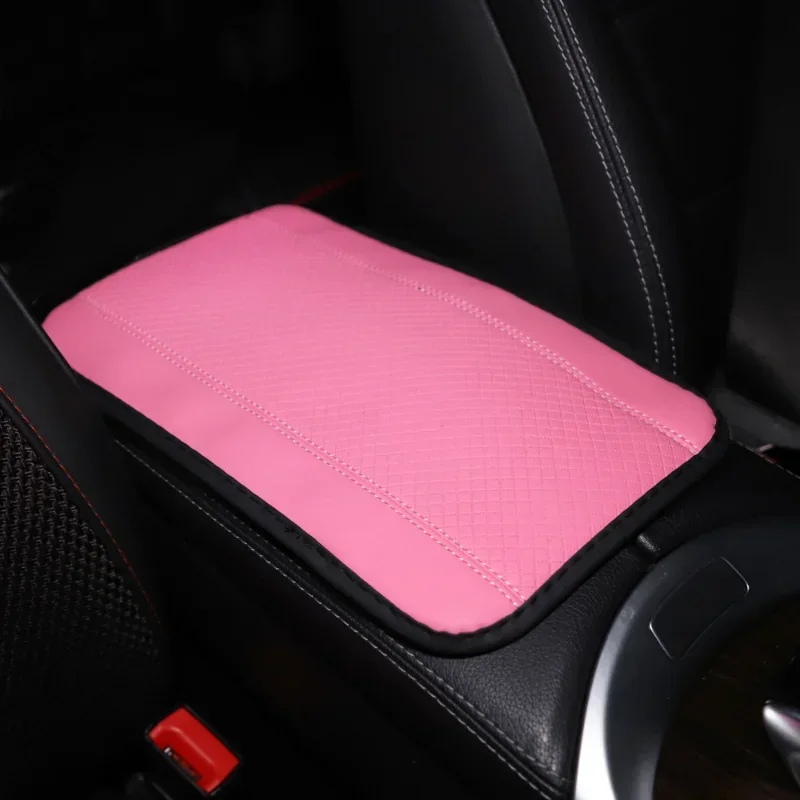 Car Armrest Pad Fiber Leather Armrest Box Pad Car Accessories, Embossed Double-line Anti-slip Central Armrest Box Cover Pad