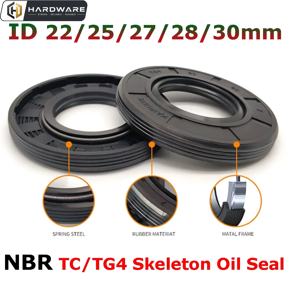 Nbr Tc/fb/tg4 Oil Seal Id 22mm 25mm 27mm 28mm 30mm Nitrile Rubber With Metal Skeleton Shaft Double Lip Sealing Gasket Ring