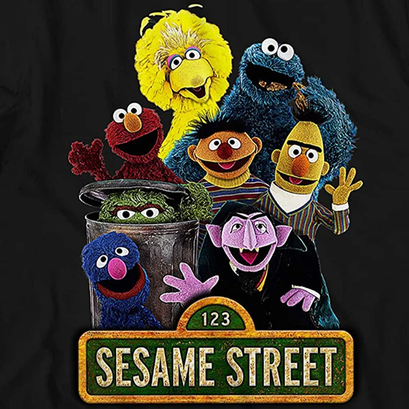 Sesame Street Mens Classic Shirt Elmo Cookie Monster Big Bird Tee Long Sleeve T-Shirt New Spring/Summer Arrivals Soft and Cute