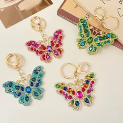 1pc Rhinestone Butterfly Keychain Cute Hollow Metal Key Ring Purse Bag Backpack Car Charm Earphone Accessory, Gift For Mom