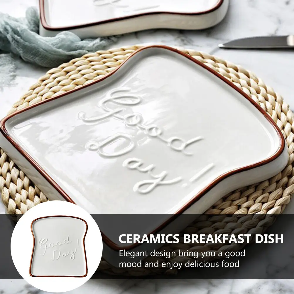 Creative Toast-Shaped Ceramic Serving Plate for Sushi Breakfast Noodles Pasta Salad Pizza Steak Fruits Bread Sushi Plate