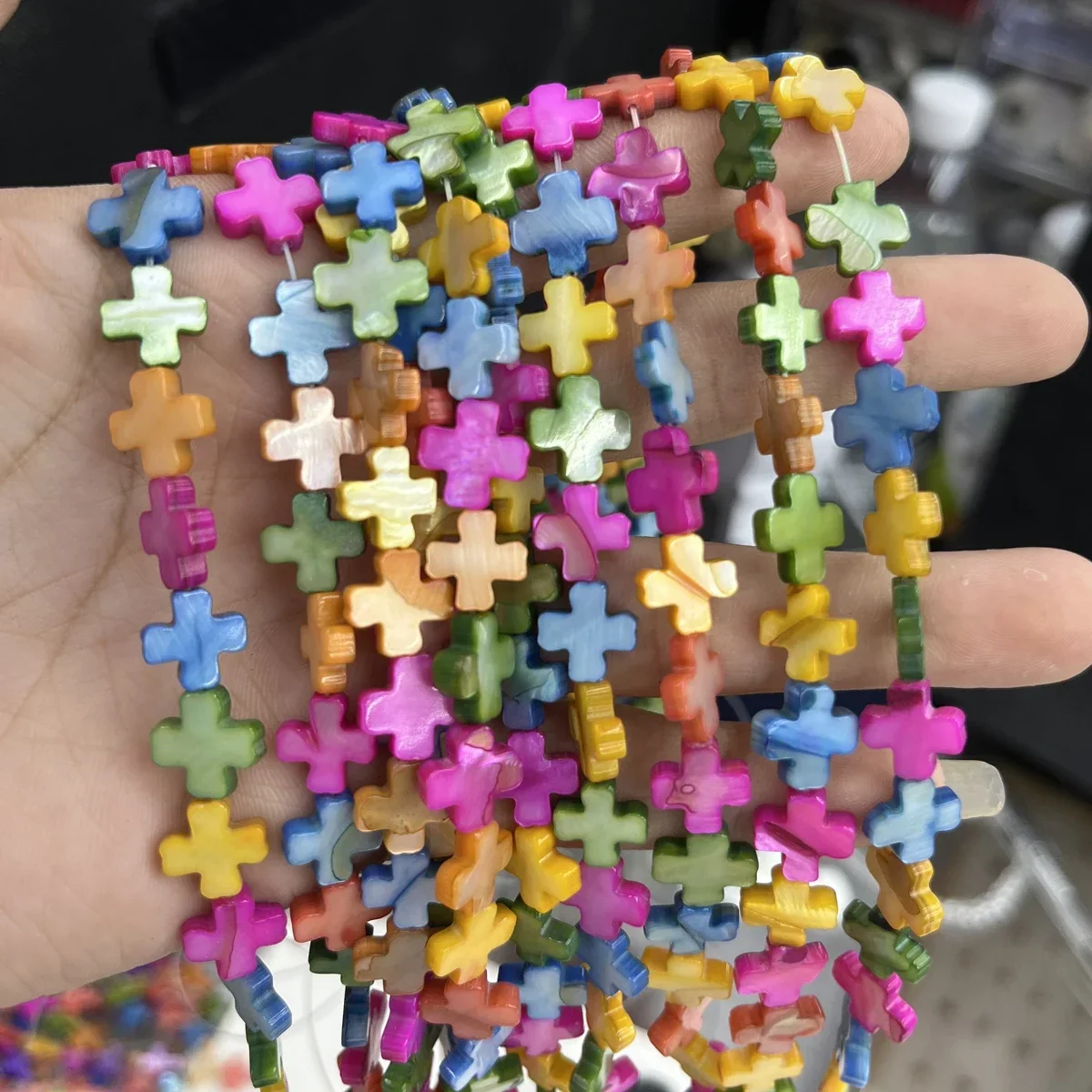 

10x10mm Natural Freshwater Colored Shell Cross Beads Jewelry Making DIY Necklace Bracelet Earrings Accessory Wedding Women Gift