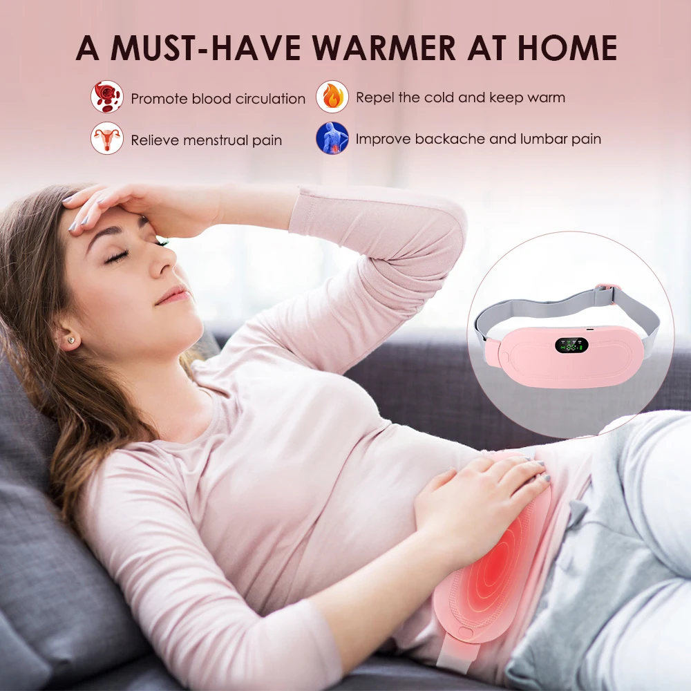 Electric Abdominal Massager Belt for Female Hot Compress  Menstrual Period Warm Stomach Uterus Thermal Pad Pain Relief Vibrator