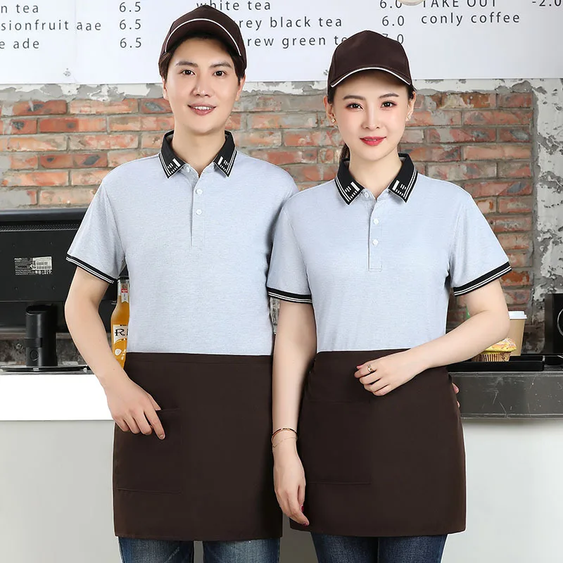 Hotel Waiter Workwear Short-Sleeved Summer Clothes Women's Catering Hot Pot Restaurant Coffee Western Restaurant T-shirt Custom