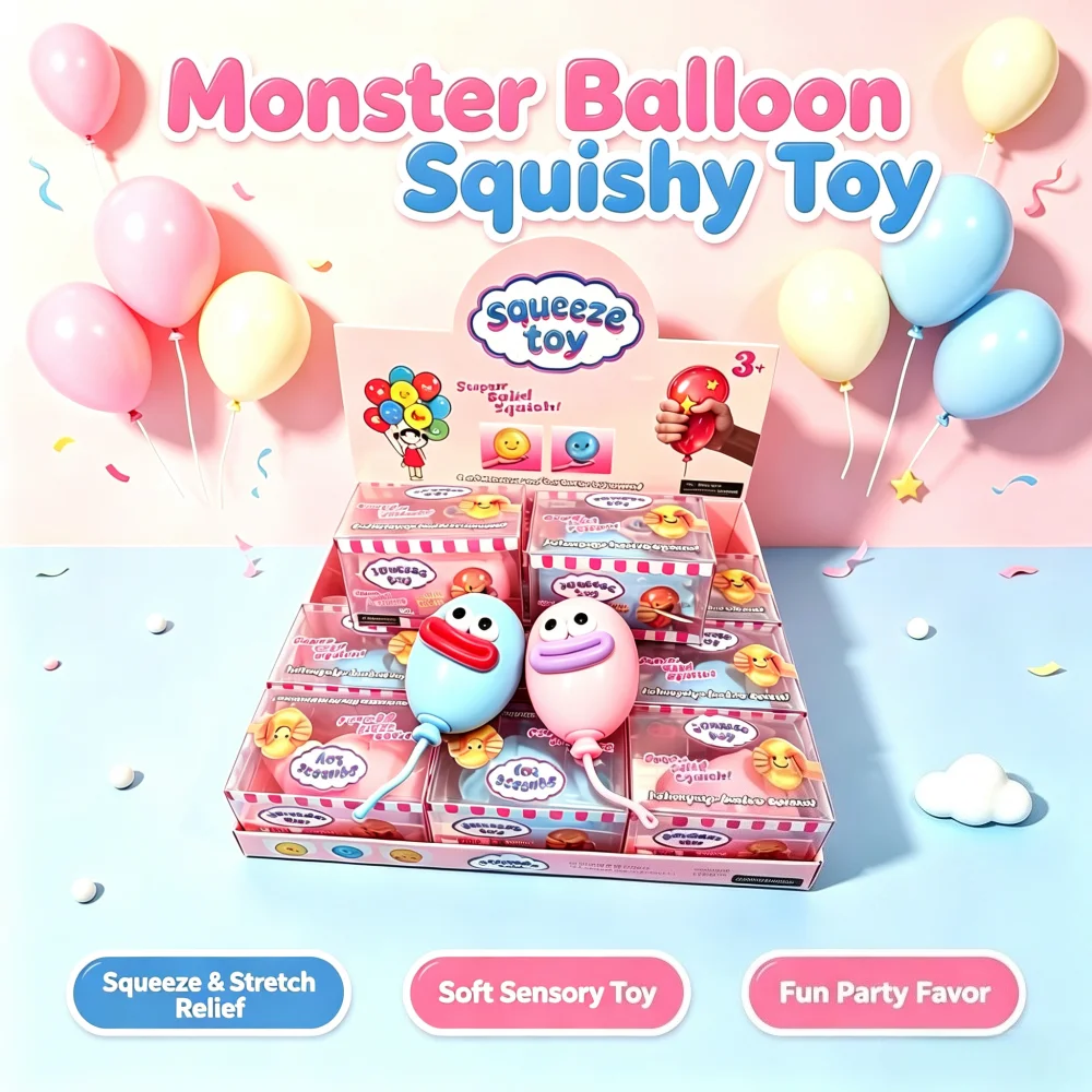 2026 New Monster Balloon Squishy Toy Stress Relief Fidget Sensory Toy Soft Squeeze Stretch Toy for Kids Adults Party Favor Gift