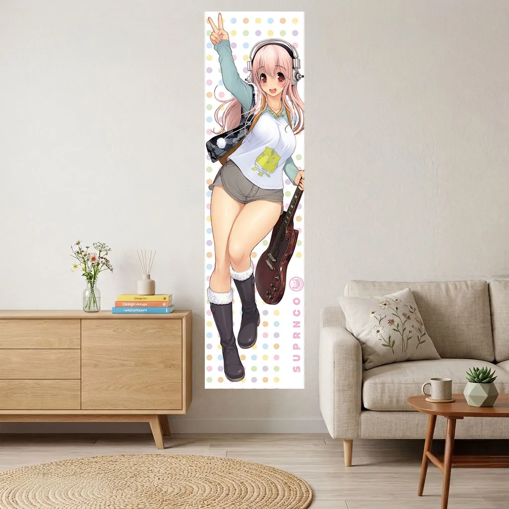 1 Stück Super Sonico Gitarren-Musik-Mädchen Wandteppich Polka Dot Kopfhörer Wandbehang Kawaii Rock Deko Schlafzimmer Studentenwohnheim Otaku Fans Geschenk – Detail 5