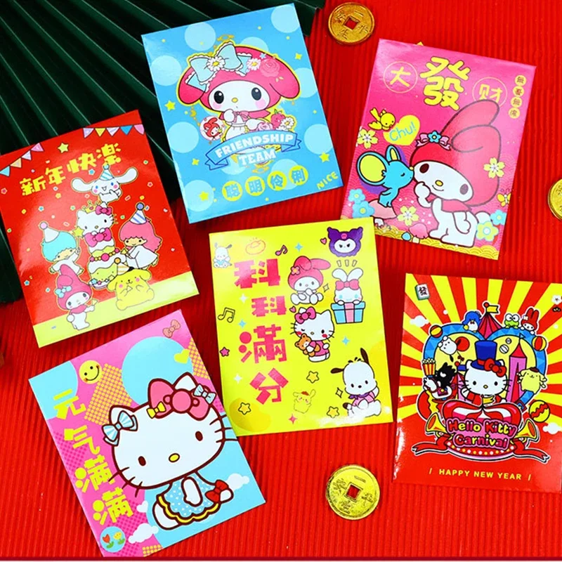 36Pcs/Set Sanrio Cute Cartoon Series Chinese New Year Cartoon Red Packet Red envelope Lucky money Bag Mymelody Kuromi