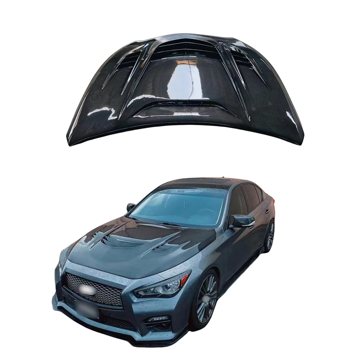 

MBJ Style Carbon Fiber Front Engine Hood for Infiniti Q50 Q50S Q50L Bonnet 2015+