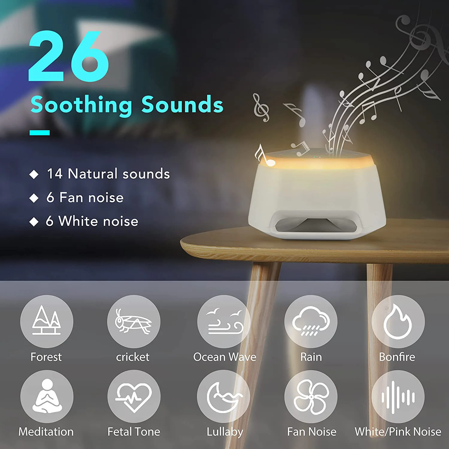 White Noise Sleep Device White Noise Machine Sleep Aid Music Timed Night Light Office Home Elderly Children Baby Sleep Aid