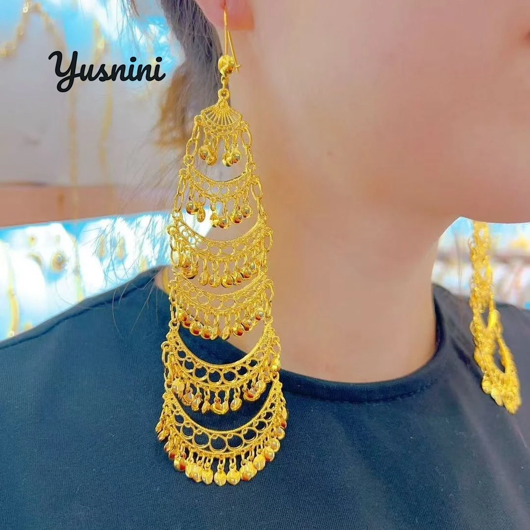 

Модные позолоченные серьги на Ближнем Востоке Дубай 24 карата по индивидуальному заказу для парных украшений для свадебной вечеринки DD10746