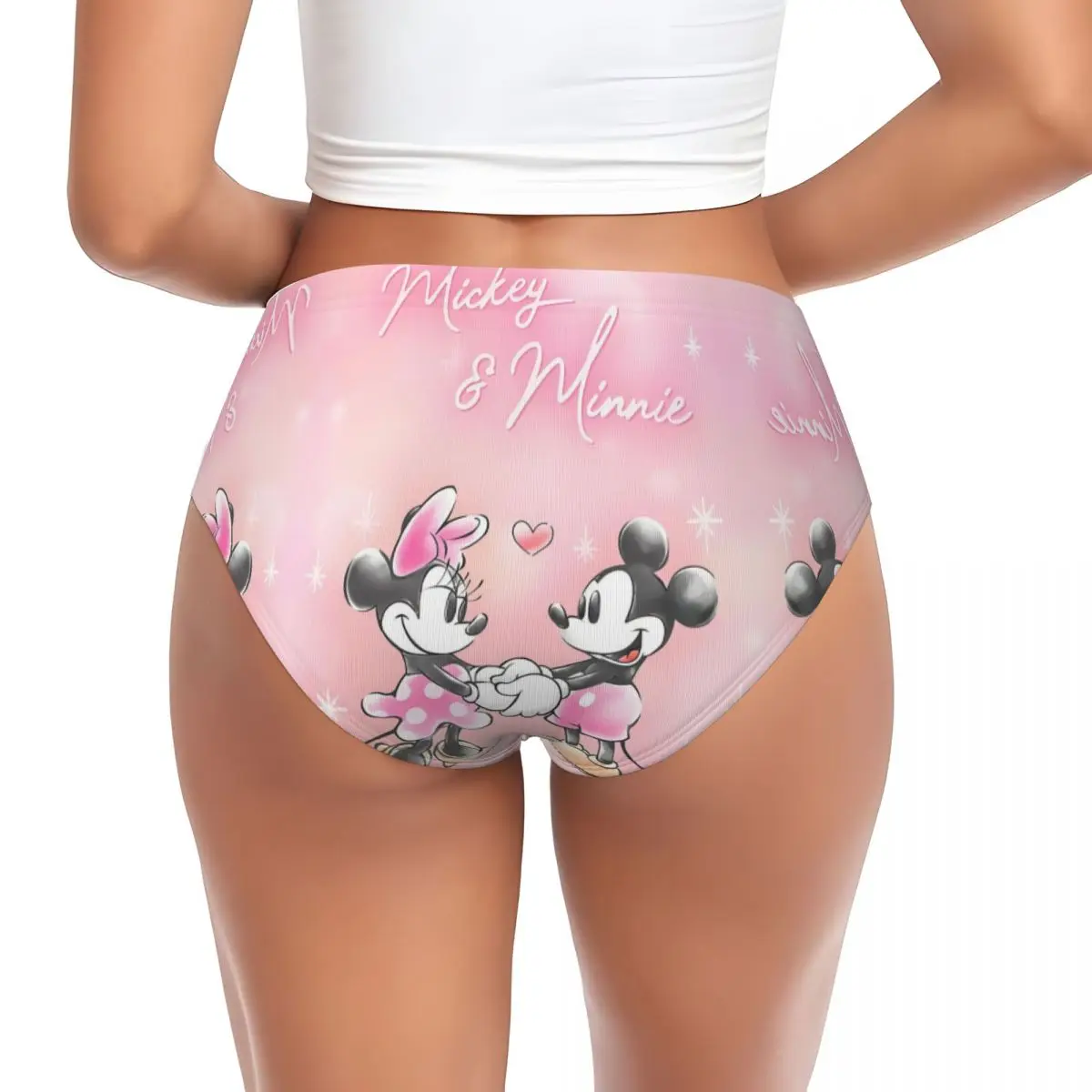 Custom Womens Cartoon Minnie Brief Panties Female Soft Comic Underwear Underpants
