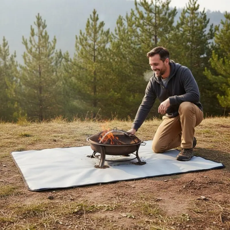 Fireproof Grill Mat Flame Retardant Fire Base Mat Fire Base Pad High Temperature Resistant Under Grill Floor Protector