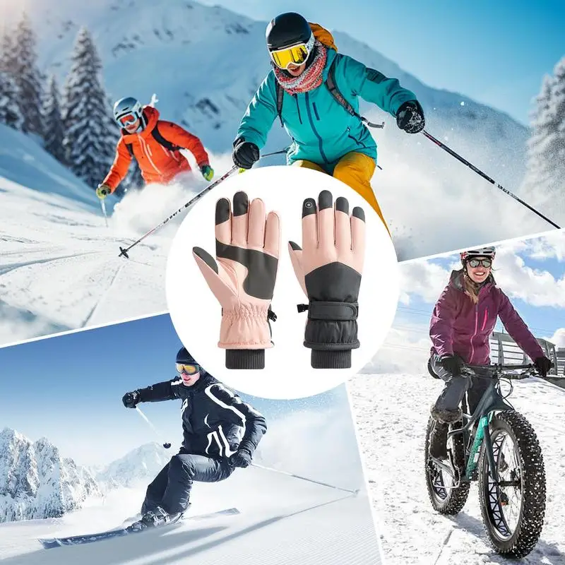 Snow Gloves Touchscreen Snowboard Gloves Cold Weather Gloves For Women Men Anti-Slip Warm Gloves For Skiing Hiking Cycling