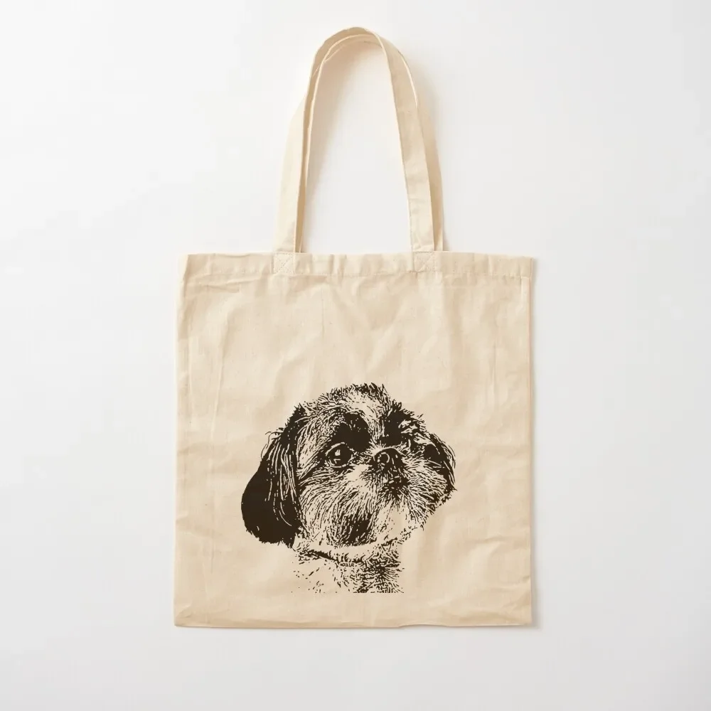 

Cute Shih Tzu Puppy Dog Pen and Ink art Tote Bag custom tote bag Women's bags hand bags custom canvas bag