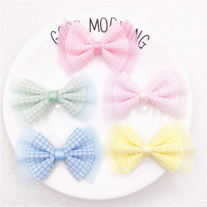 10Pcs Mesh Bowknot Applique For DIY Baby Hair Clip Hat Headwear Crafts Patches Decor Ornament Clothing Accessories