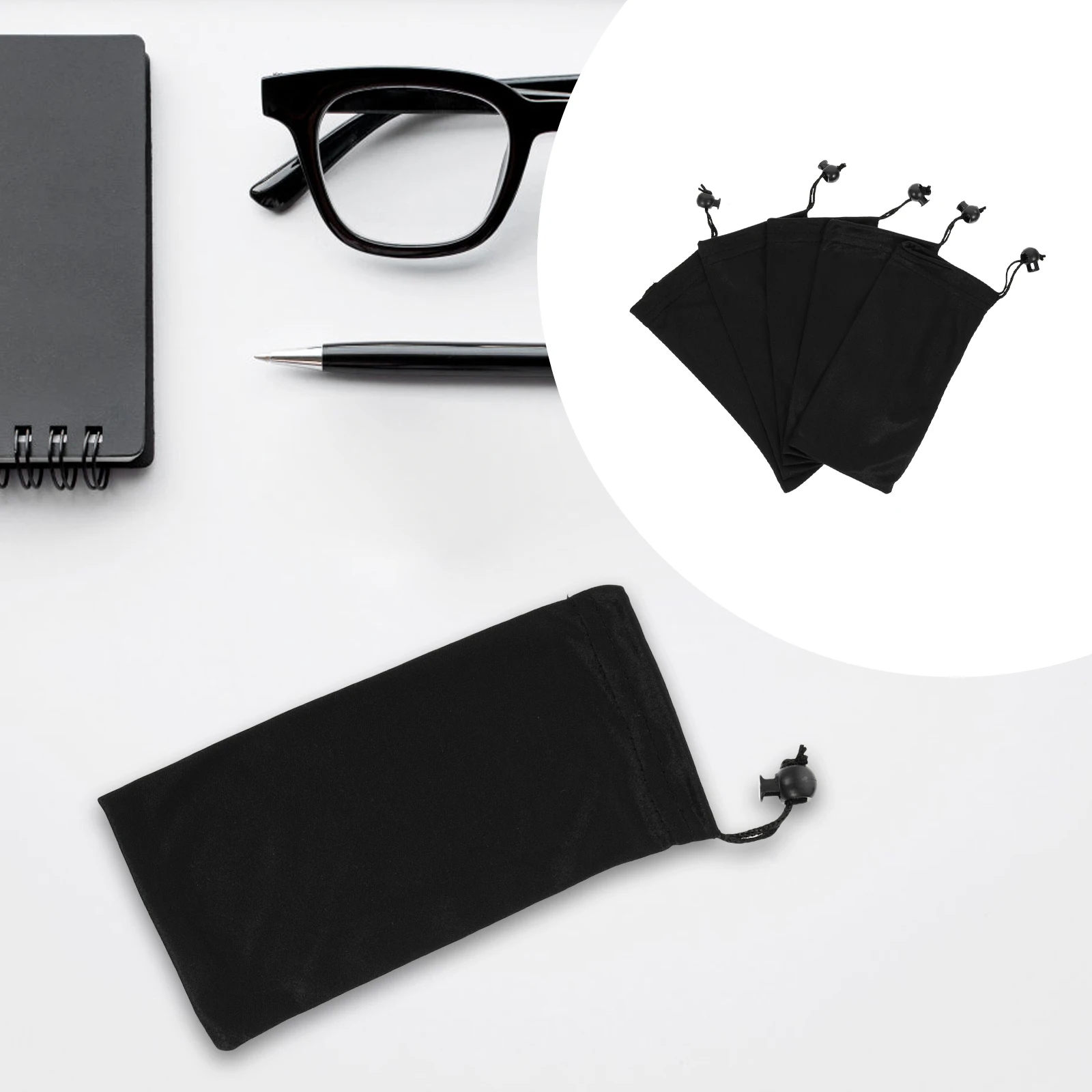 

12pcs Sunglasses Cloth Bag Soft Black Eyeglass Case Portable Storage Organizer Pouch Dustproof Glasses Household Accessory