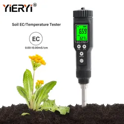 Yieryi New EC-7701 Soil EC Temp Meter 0.0-10.00 mS/cm Digital Garden Plants Soil Salinity Test Soil Conductivity Tester for Farm