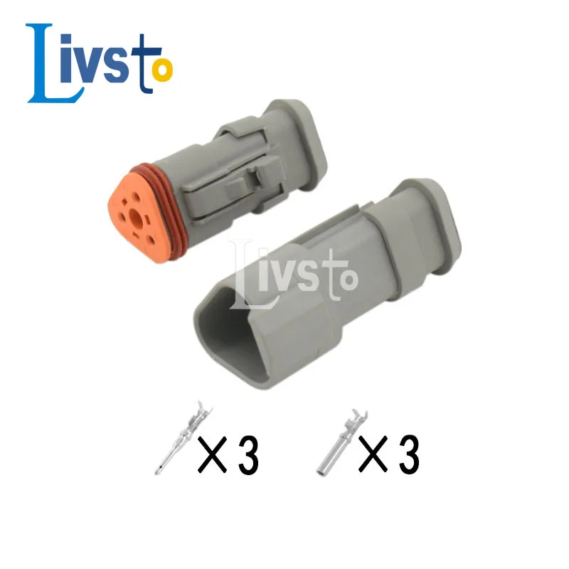 5/10/20/50 Sets 3 Pin Male Female Deutsch Auto Pump Truck Connector Injector Plug DT04-3P-E008 DT06-3S-E008