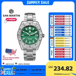San Martin 42mm Luxus Männer Uhr grün Malachit Zifferblatt Edelstahl mechanische Armbanduhr Saphir wasserdicht 10bar SN0130G-B