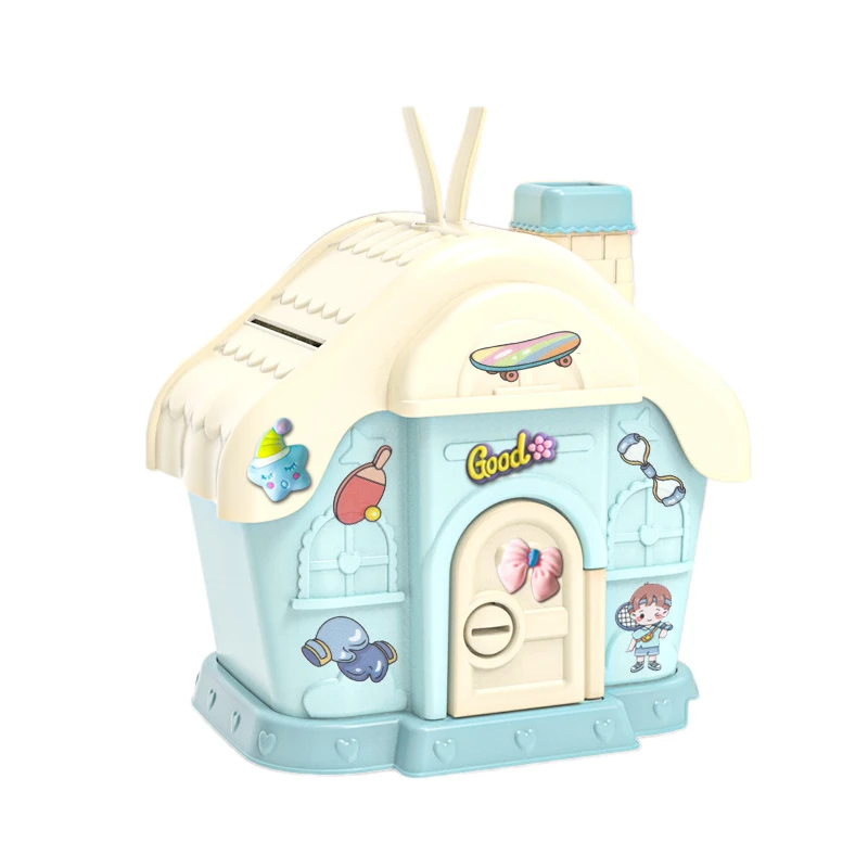 Portable Mushroom House Money Box Plastic Key Lock Cash Box Students Creative Piggy Bank Safe Savings Jar For Kids Adults Gift